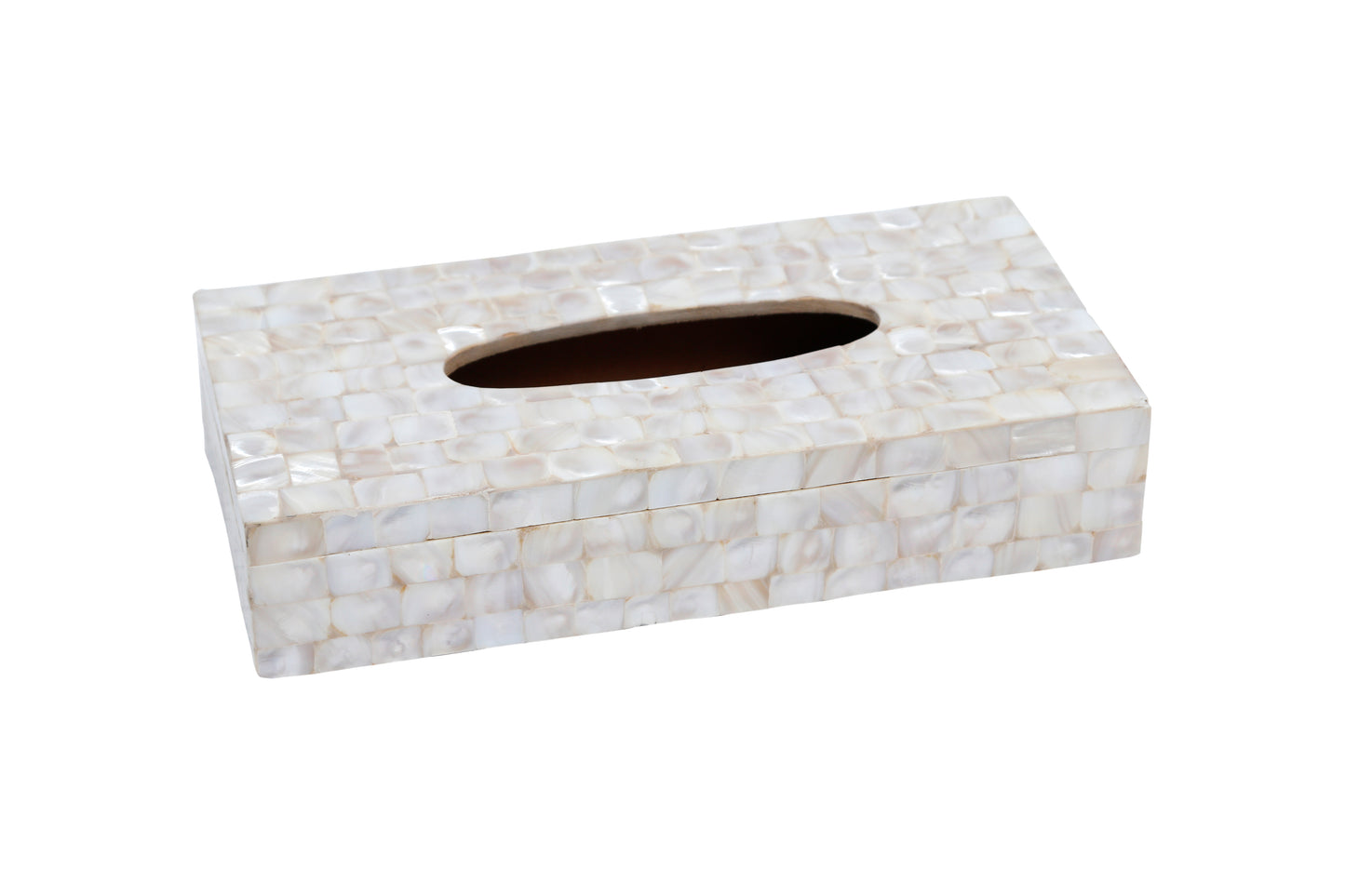 Opulent Homes White Mother Of Pearl Tissue Box 1052