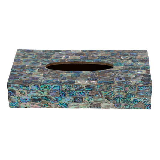 Opulent Homes Green Mother of Pearl Tissue Box 1052