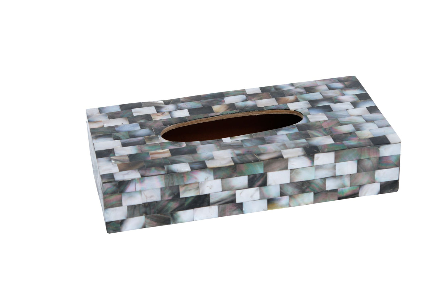 Opulent Homes Black Mother of Pearl Tissue Box 1052