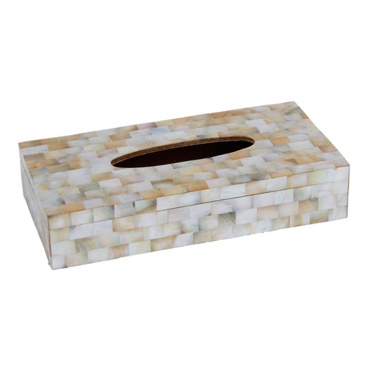 Opulent Homes Yellow Mother of Pearl Tissue box 1052
