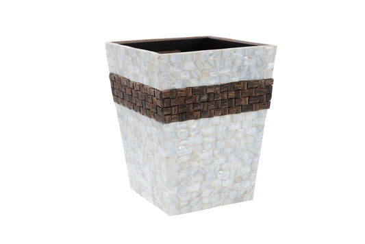 Opulent Homes White Mother of Pearl and Taadiwood Dustbin 10