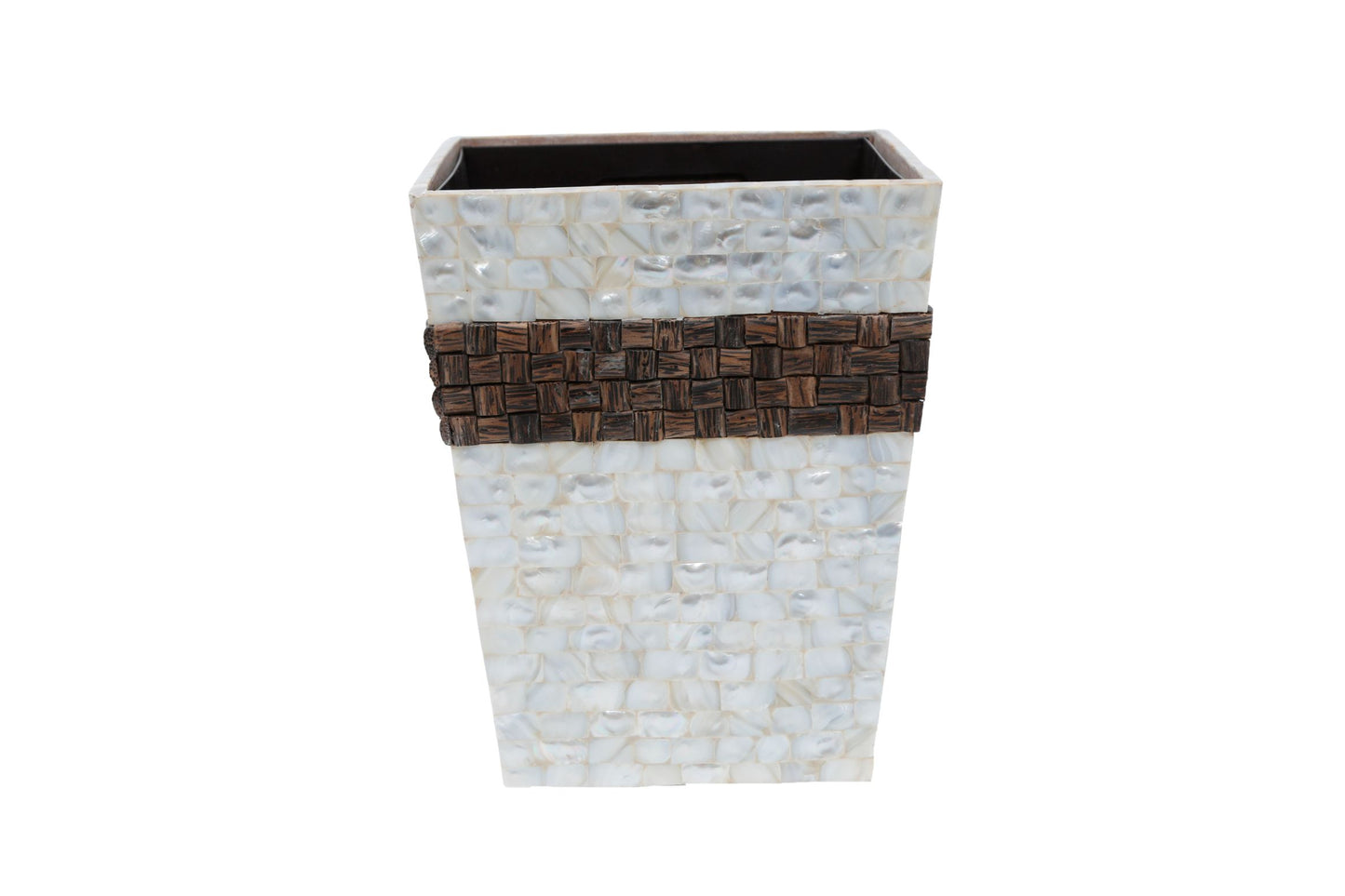Opulent Homes White Mother of Pearl and Taadiwood Dustbin 10