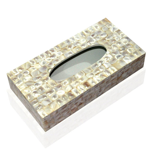 Opulent Homes White Mother Of Pearl Tissue Box 1052