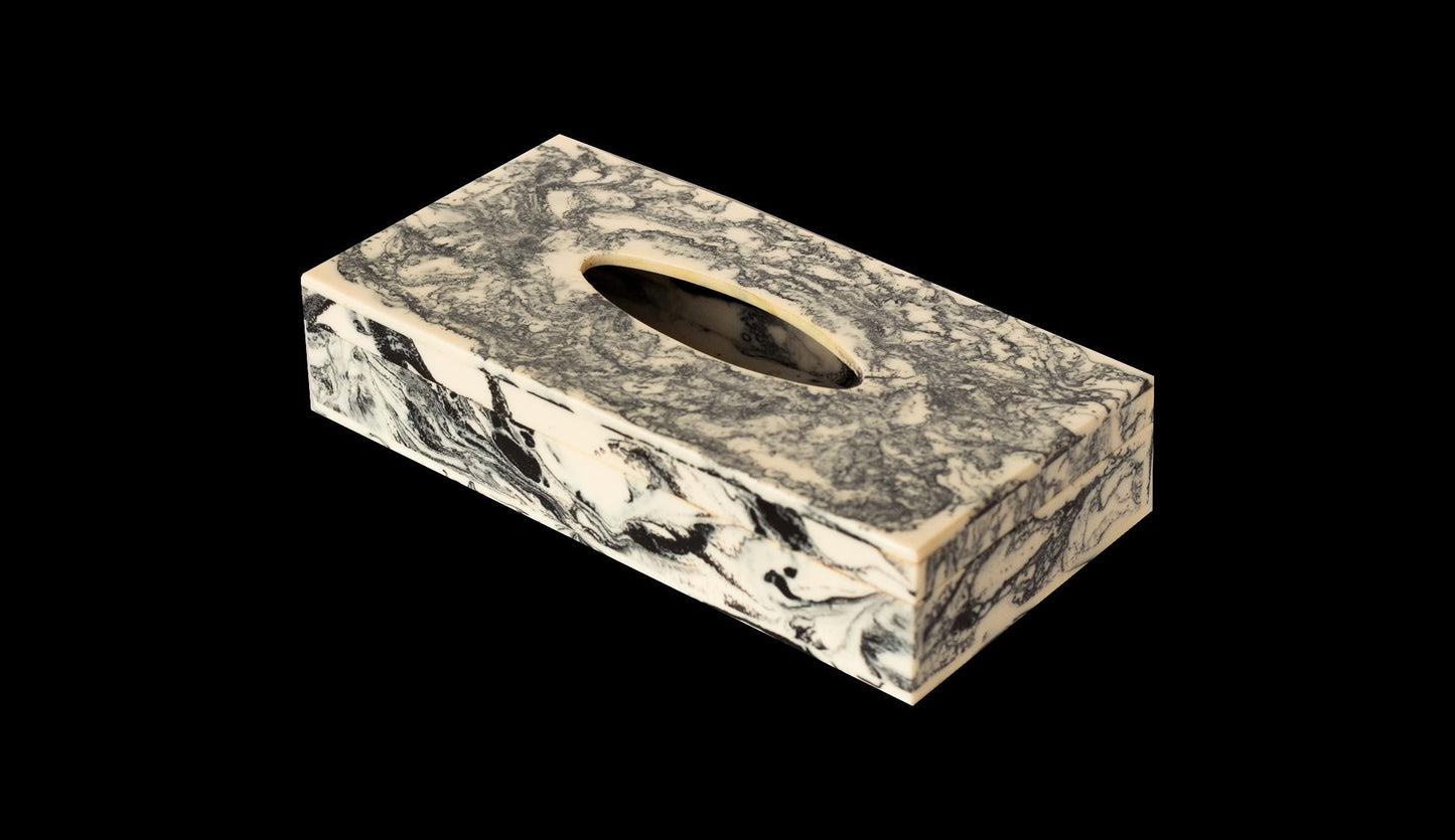 Opulent Homes Black and White resin Tissue box 1052