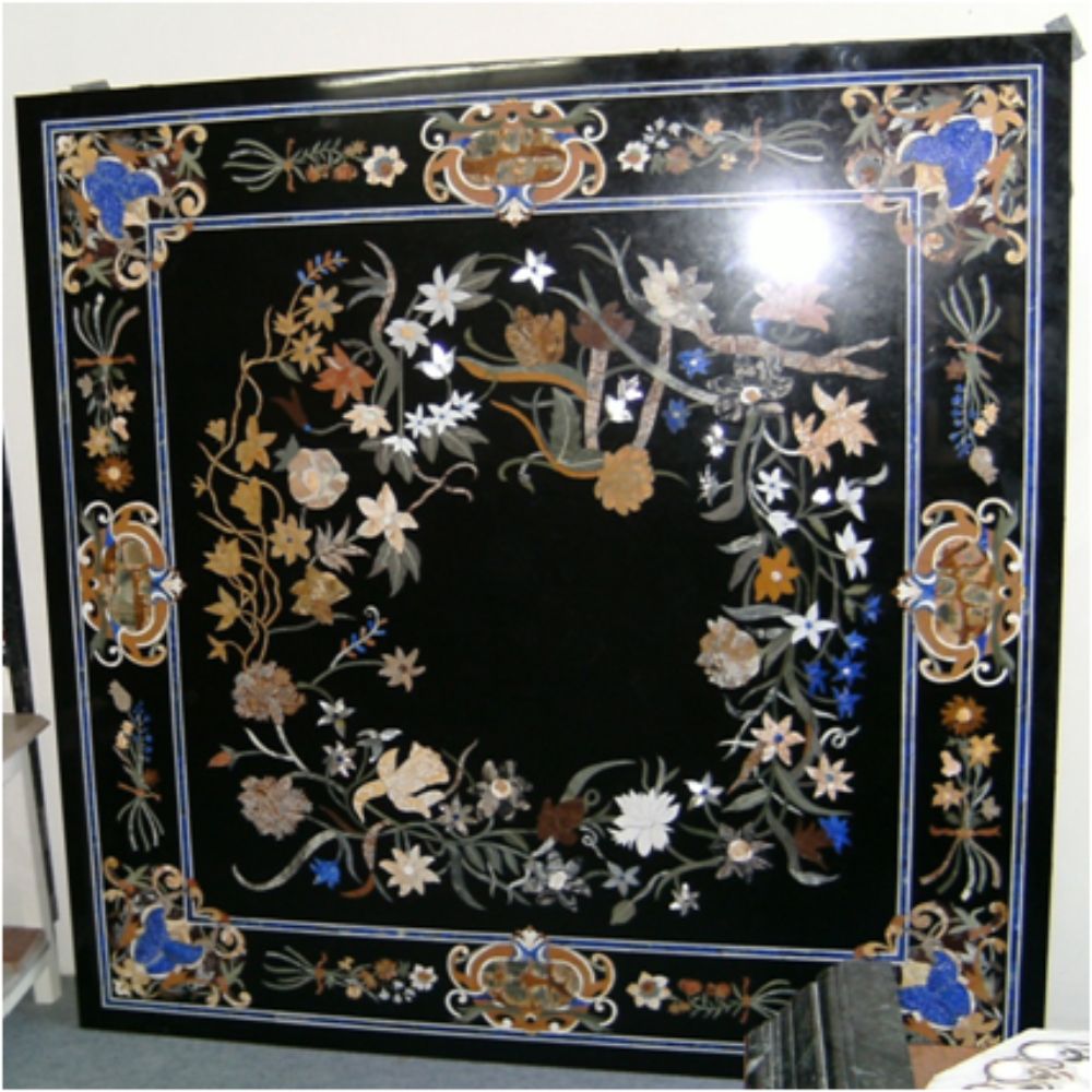 Stone Plus India Vine Creeper Design Marble Inlay Tabletop