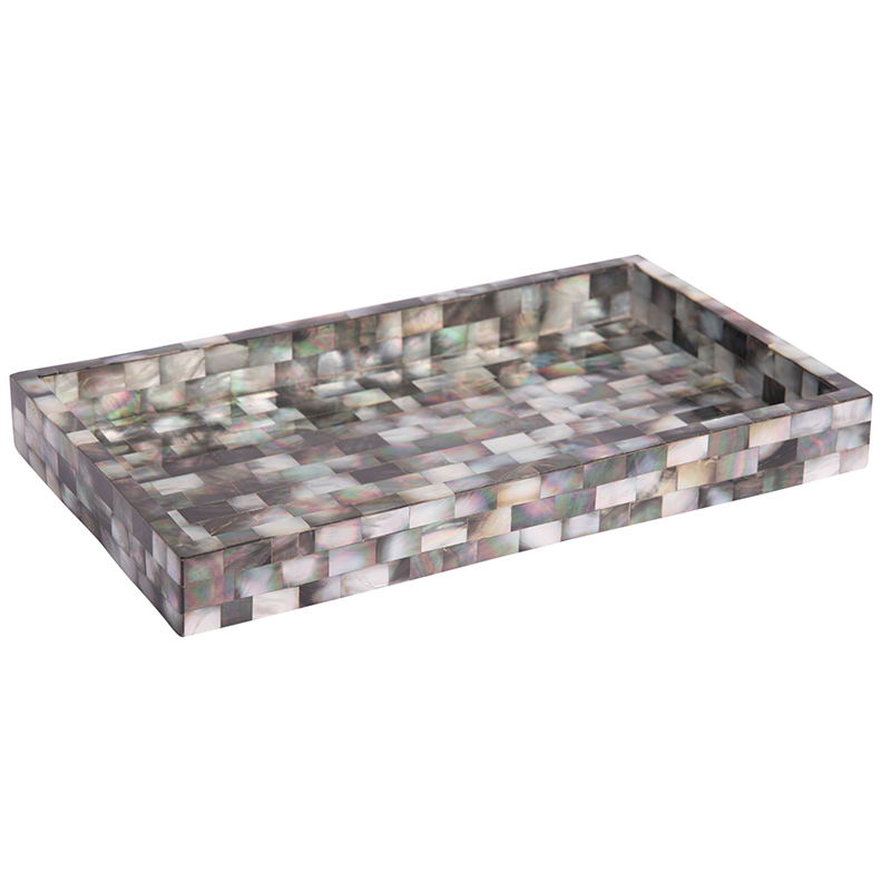 Opulent Homes Black Mother of Pearl Tray 157