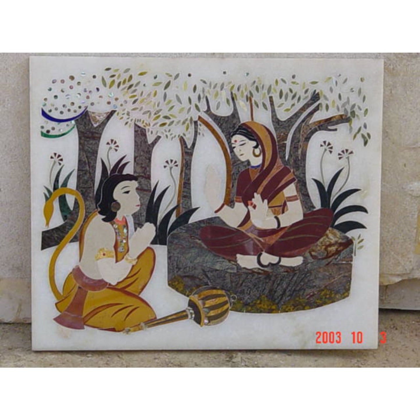 Stone Plus India Marble inlay Ramayana ring scene