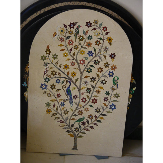 Stone Plus India Marble Inlay Tree of Life in Gemstones Wall Mural