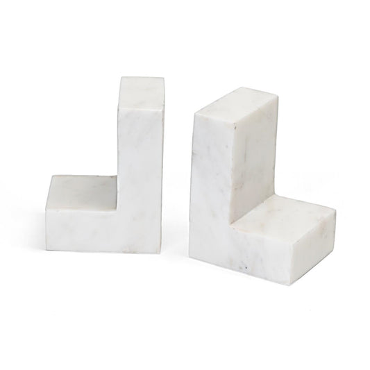 Stone Plus India White Marble Bookend L Shape