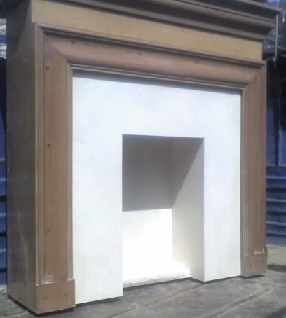 Stone Plus India Fireplace Façade in white Marble and Wood