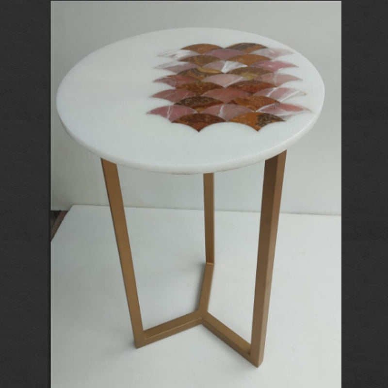 Stone Plus India Fish scale Marble Inlay Side Table