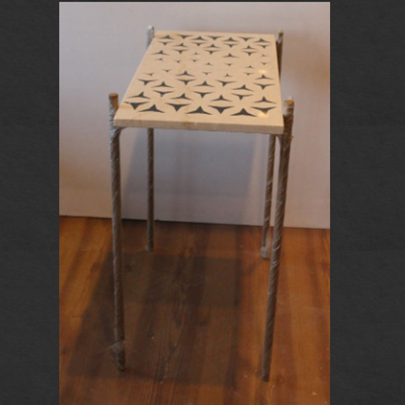 Stone Plus India Cream Marble Inlay Side Table