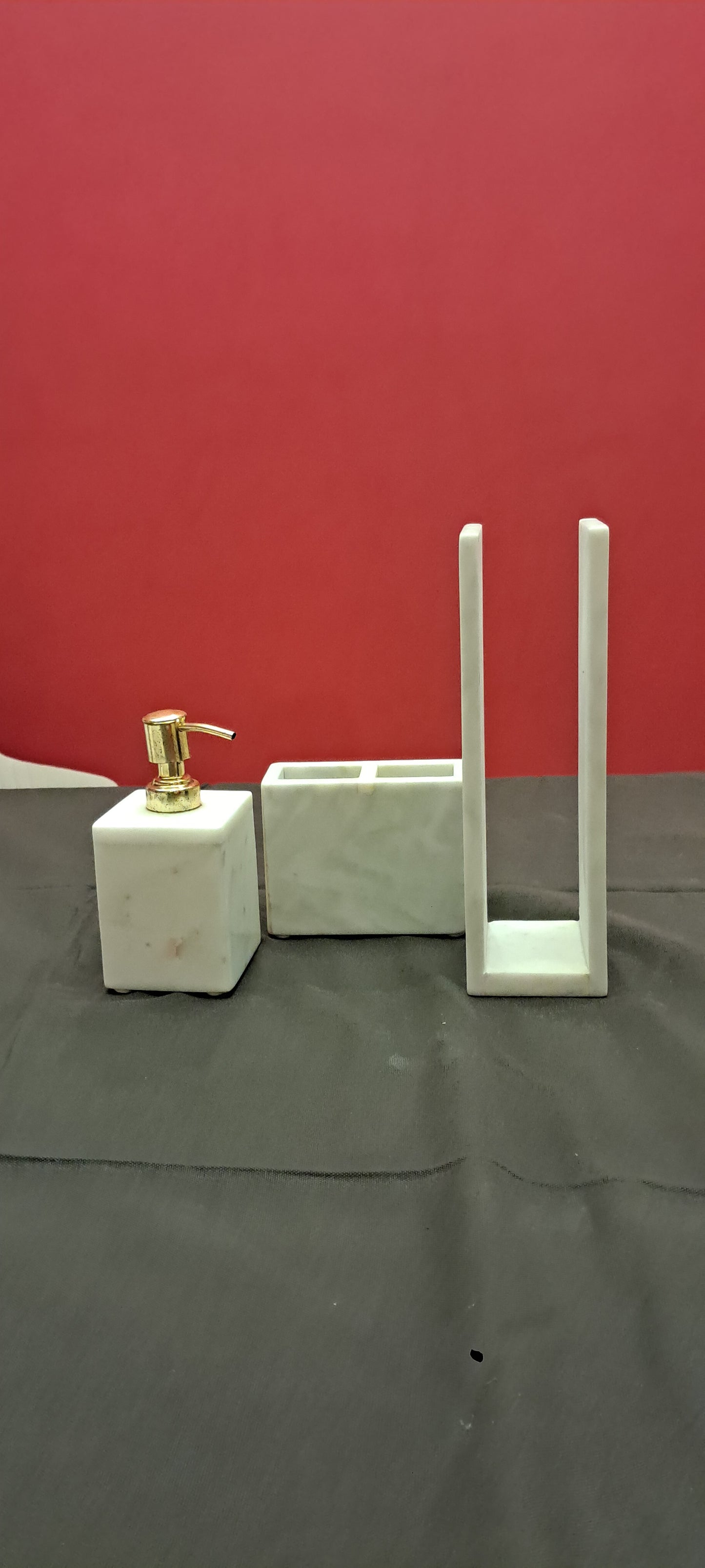 Opulent Homes White Marble Bath Set of 3