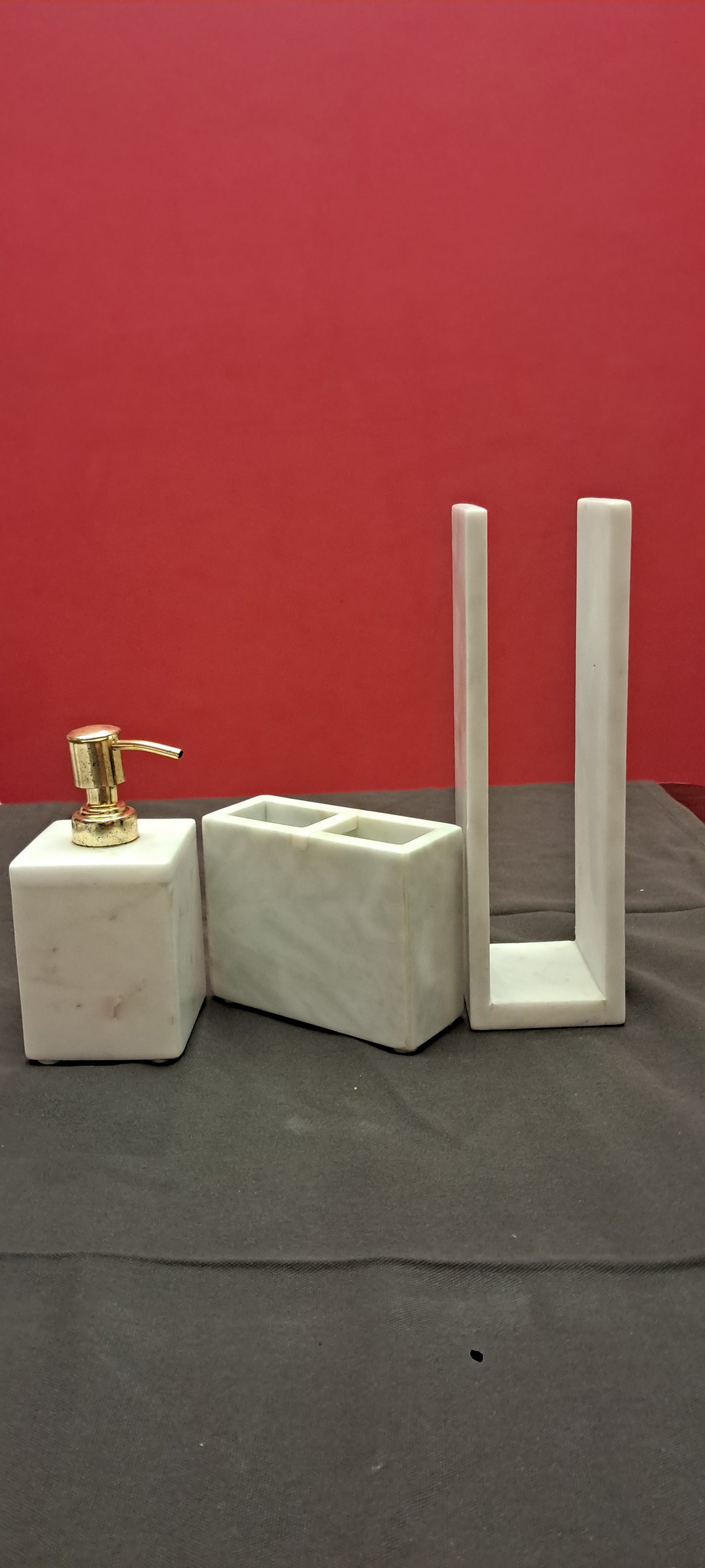 Opulent Homes White Marble Bath Set of 3