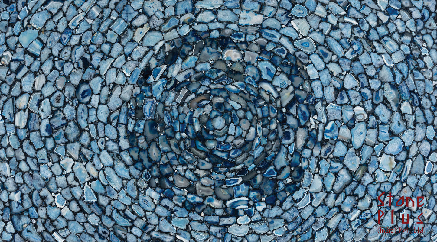 Stone Plus India Blue Agate Cyclone Pattern