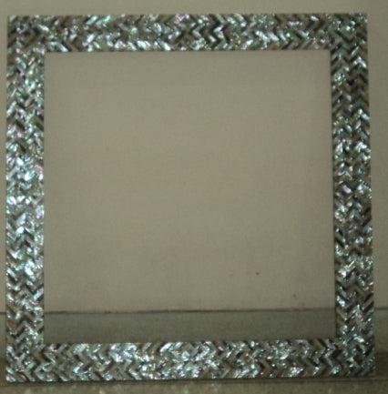 Stone Plus India Herringbone Green and White Mother of Pearl Mirror Frame