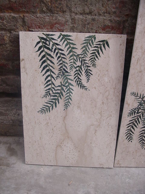 Stone Plus India Marble Inlay Wall Mural Fern Basket