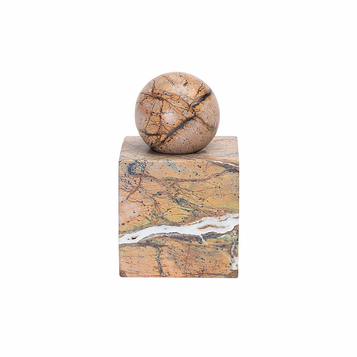 Opulent Homes Brown Bidasar Marble Ball Paper Weight