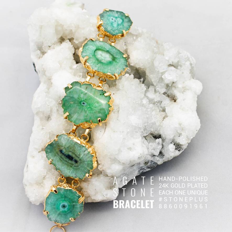 Opulent Homes Agate Light Green Bracelet
