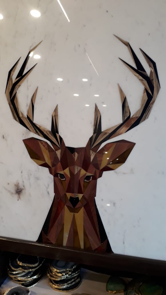 Stone Plus India Marble Inlay Wall Mural Reindeer