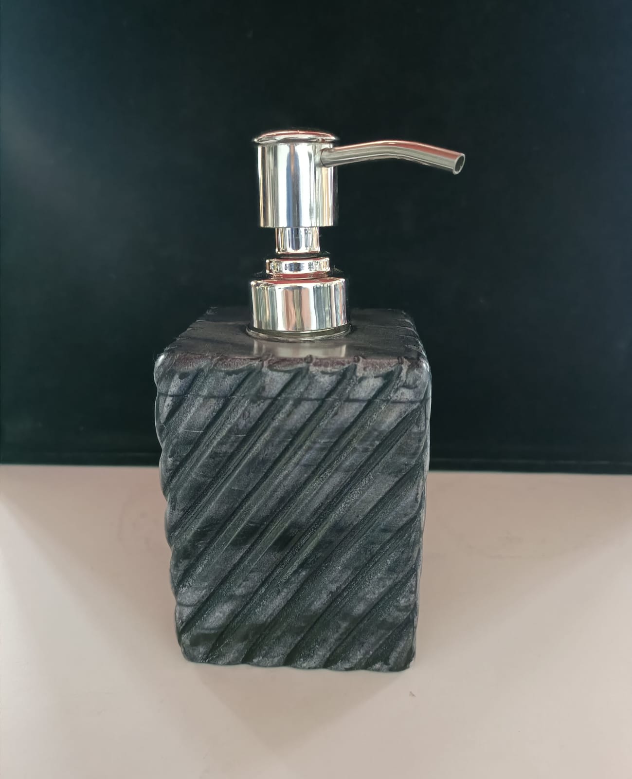 Opulent Homes Black Marble Stripes Soap Dispenser