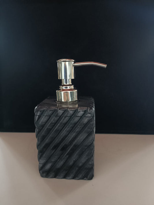 Opulent Homes Black Marble Stripes Soap Dispenser