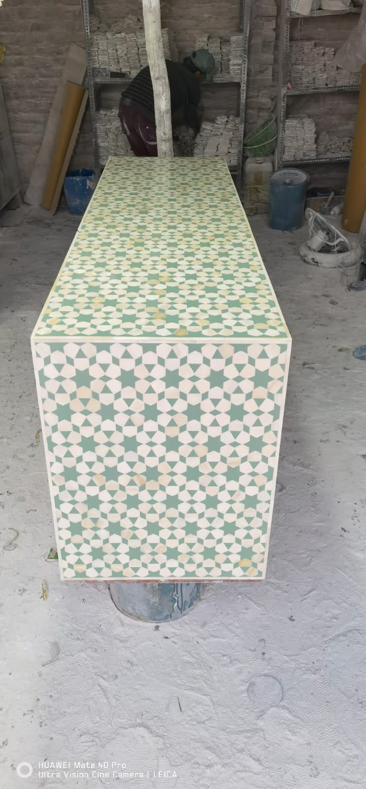 Stone Plus India Green and White Resin Cabinet
