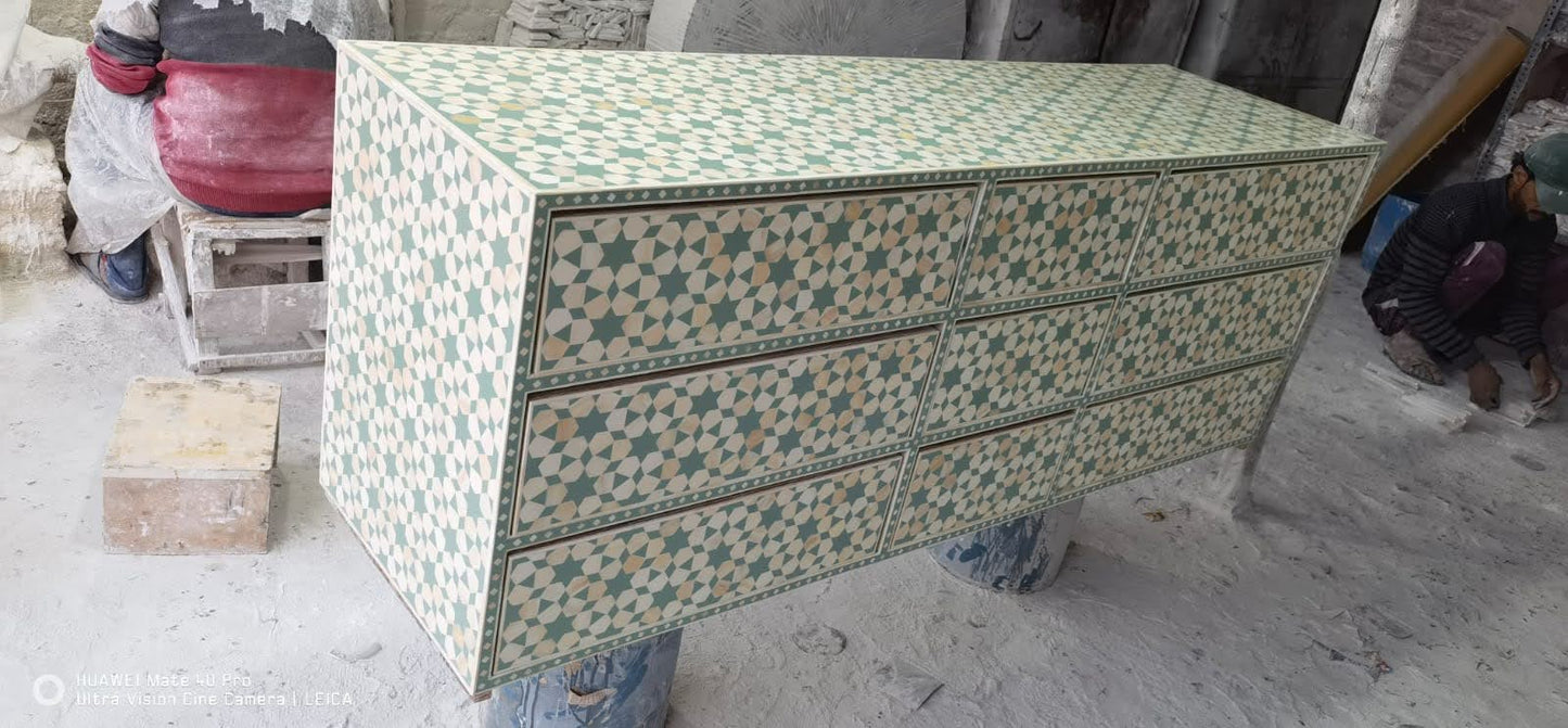 Stone Plus India Green and White Resin Cabinet