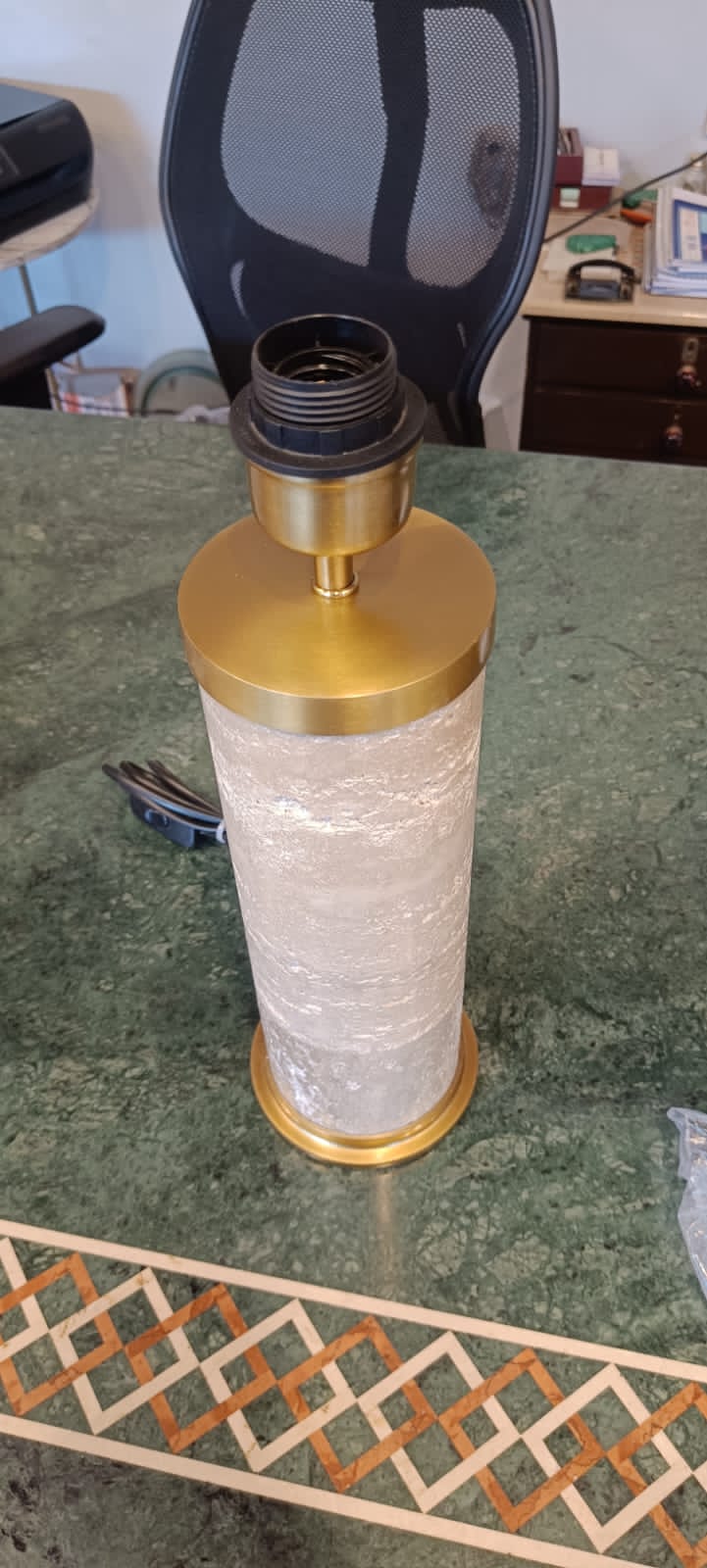 Opulent Homes Beige Marble Lamp