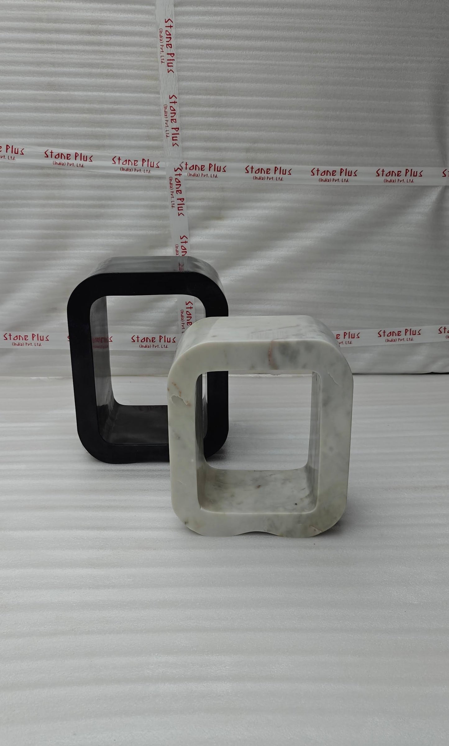 Stone Plus India White and Black Marble Side Tables