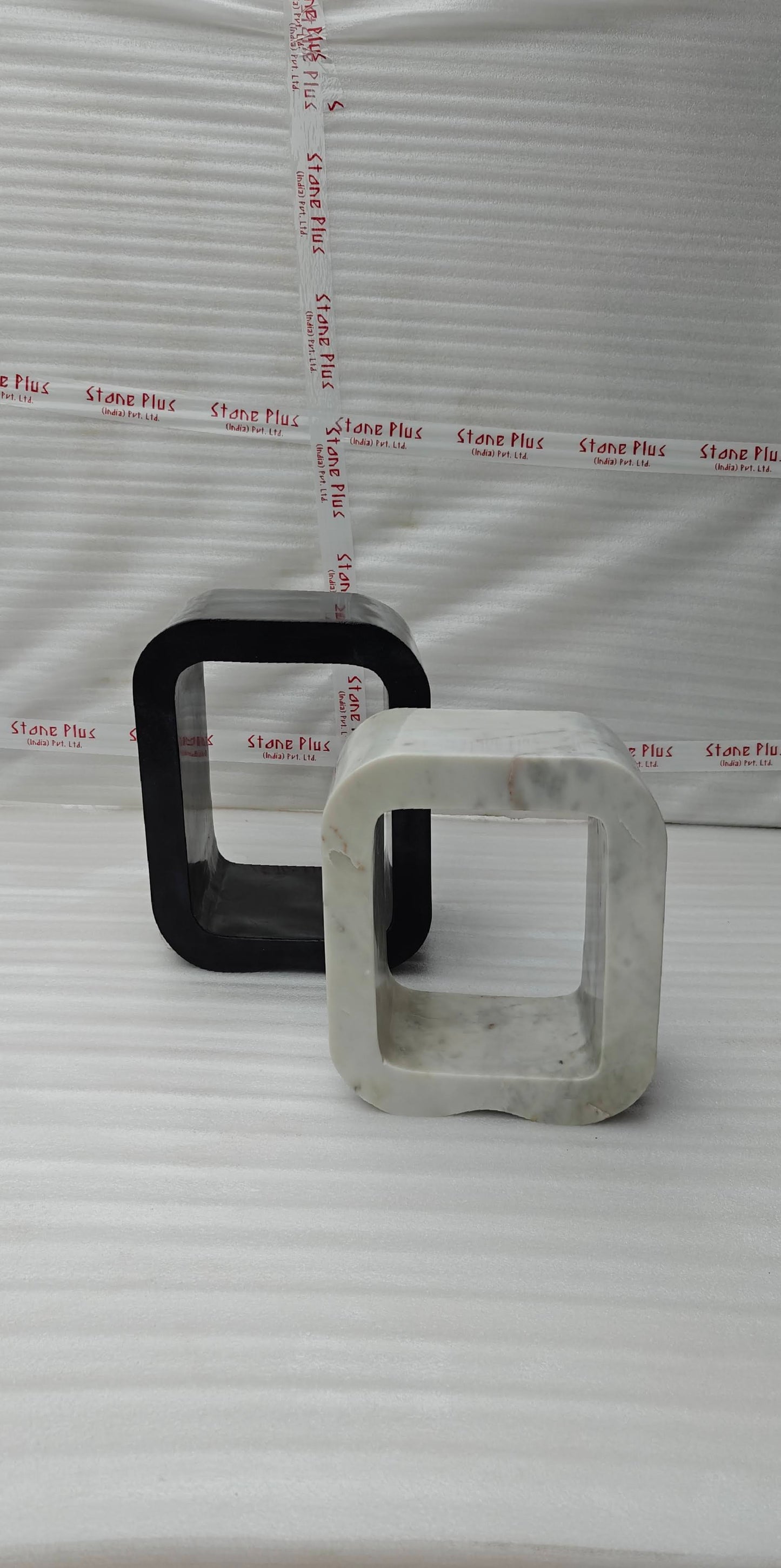 Stone Plus India White and Black Marble Side Tables