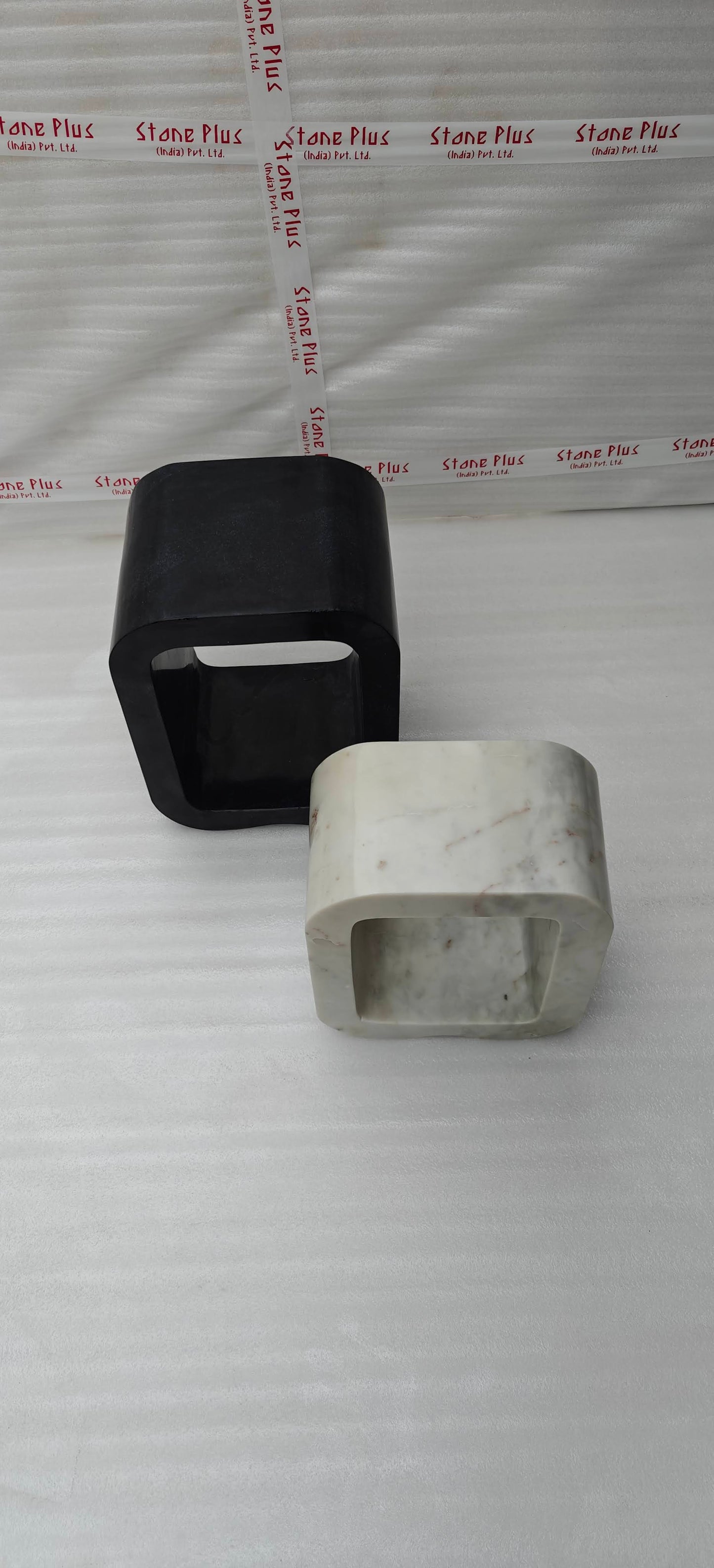 Stone Plus India White and Black Marble Side Tables