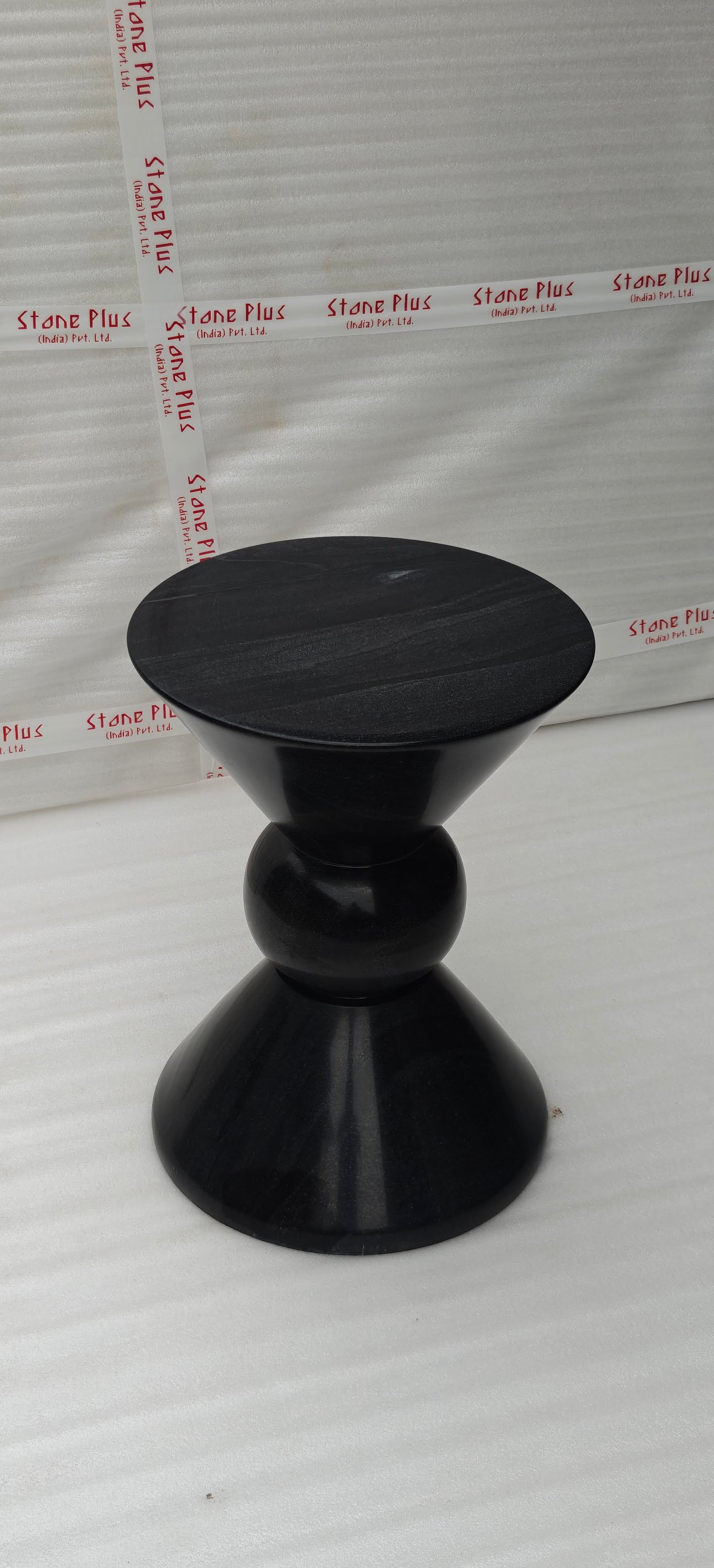 Stone Plus India Black Marble Hour Glass Stool