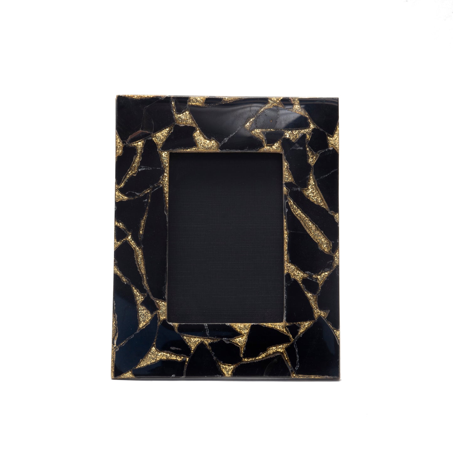 Stone Plus India Black Obsidian With Gold Frame Photo Frame