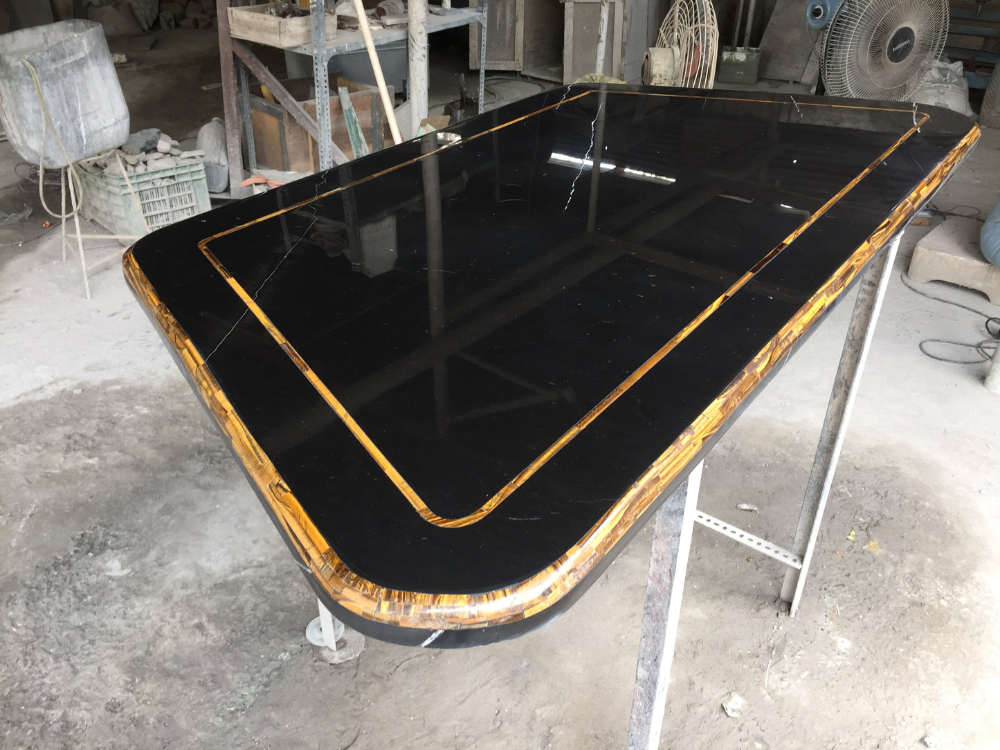 GOLDEN TIGERS EYE INLAY TABLE TOP
