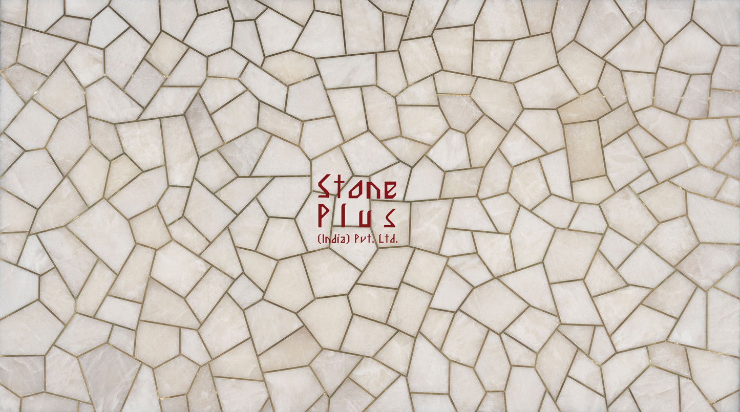 Stone Plus India White Quartz Random Pattern With Brass