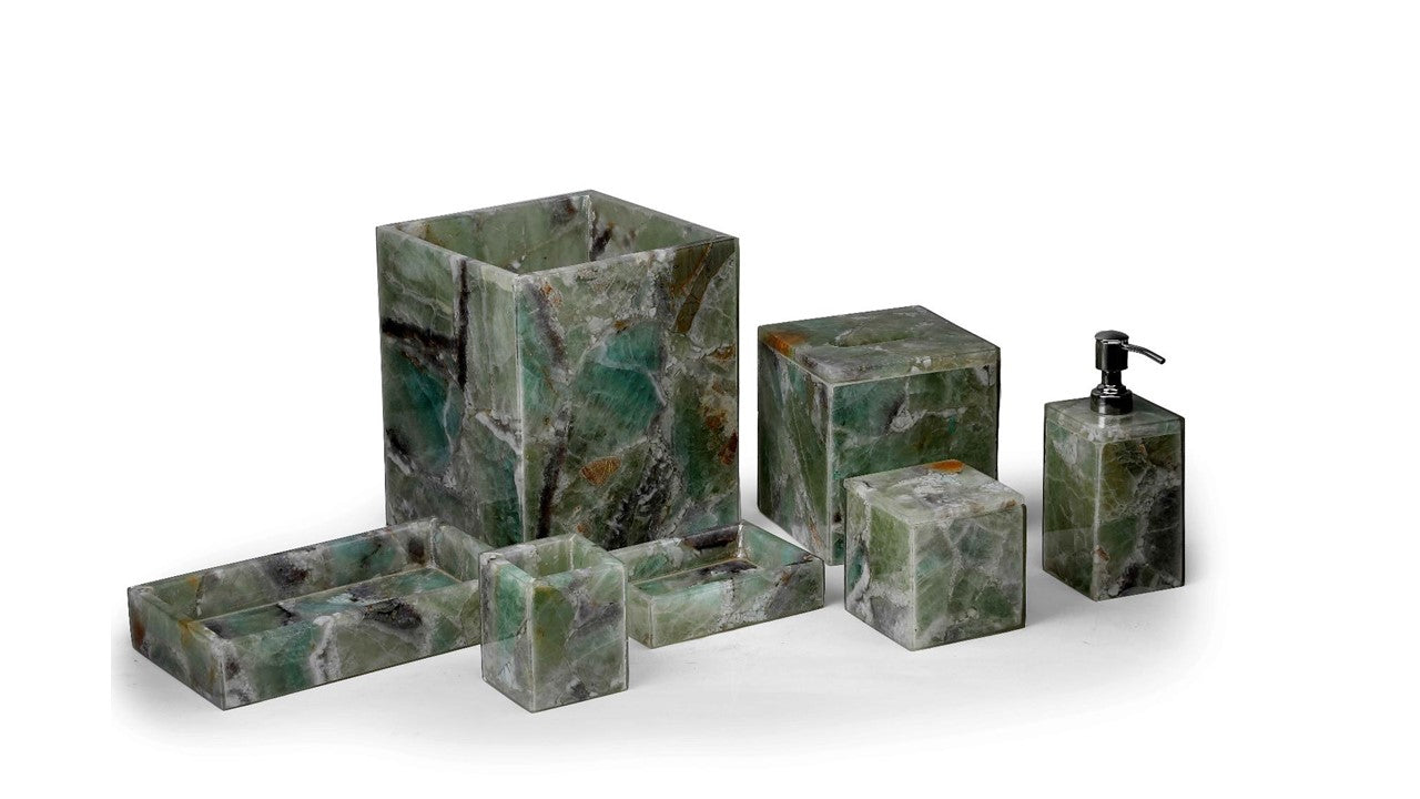 Opulent Homes Green Fluorite Bath Set of 7 Pieces