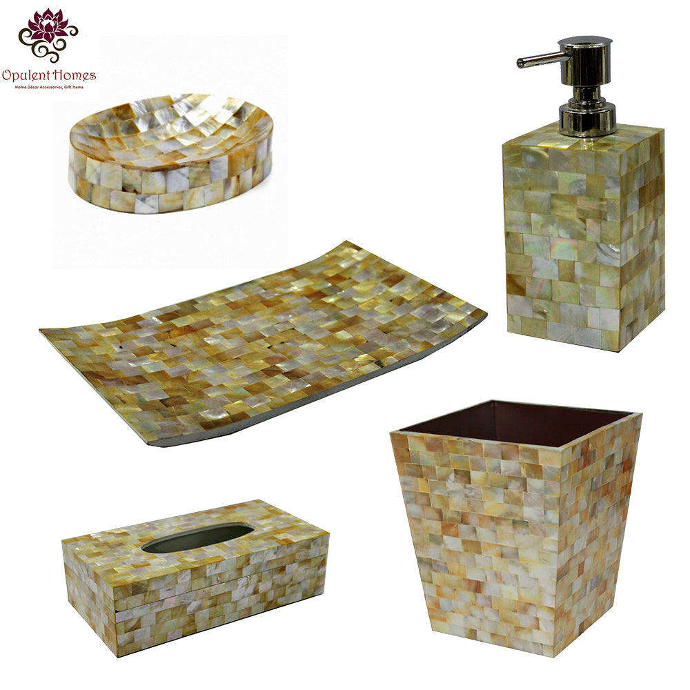 Opulent Homes Golden Mother Of Pearl Bathset