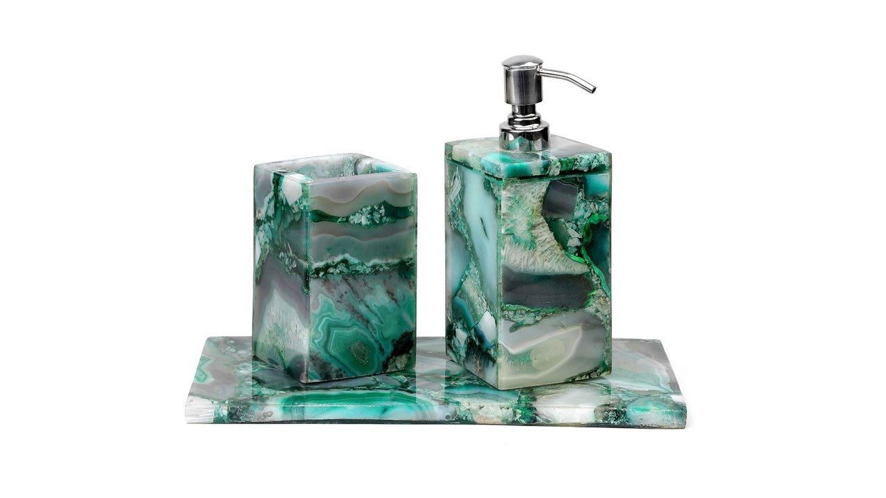 Opulent Homes Green Agate Bath Set