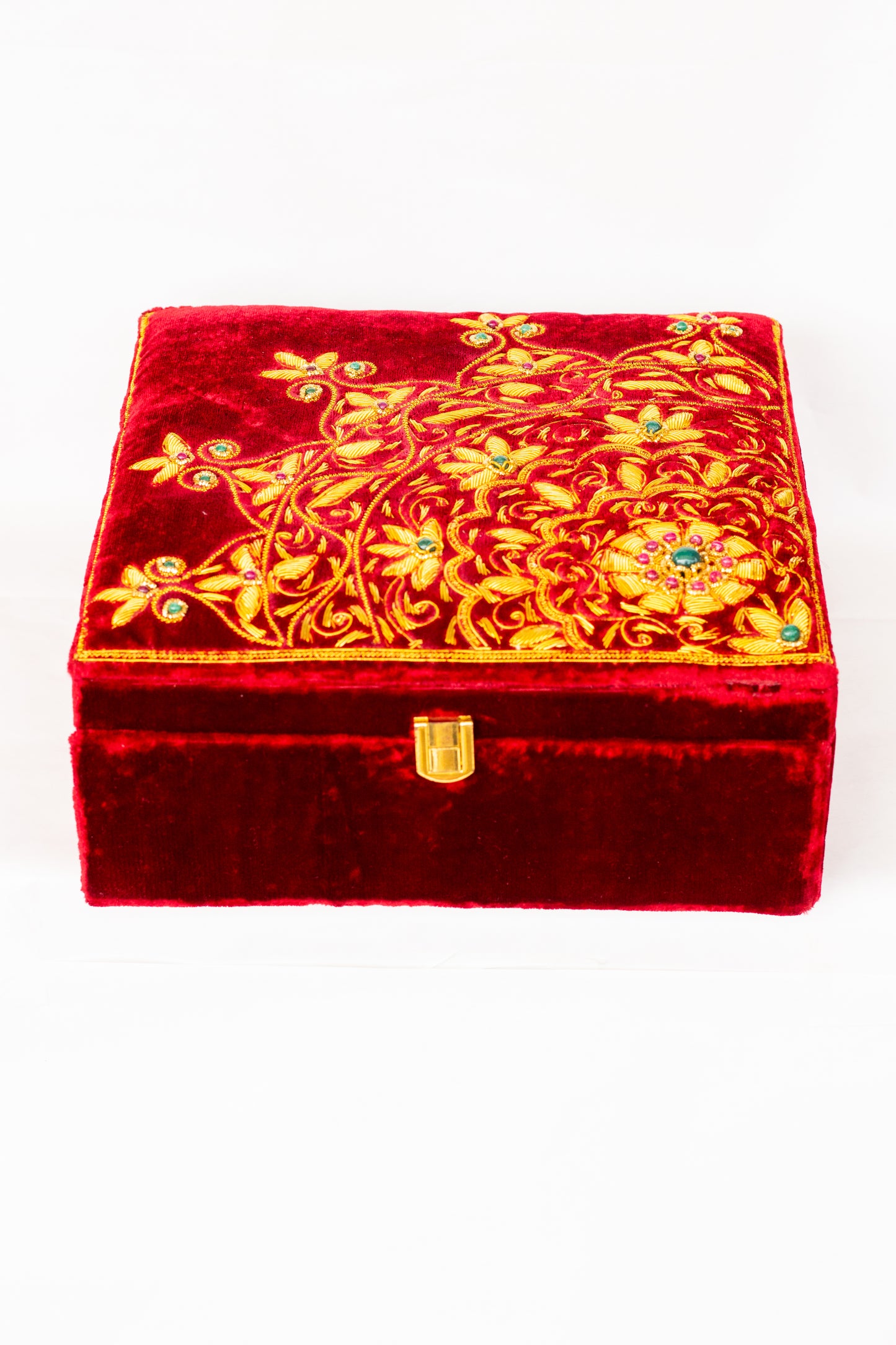 Opulent Homes Red Zardosi Wedding Card Multipurpose Box