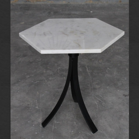 Stone Plus India White Marble Hexagon Shape Table