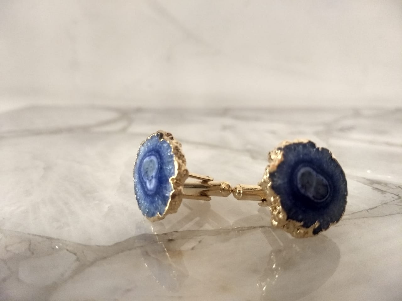 Opulent Homes Agate Cufflinks for Men blue