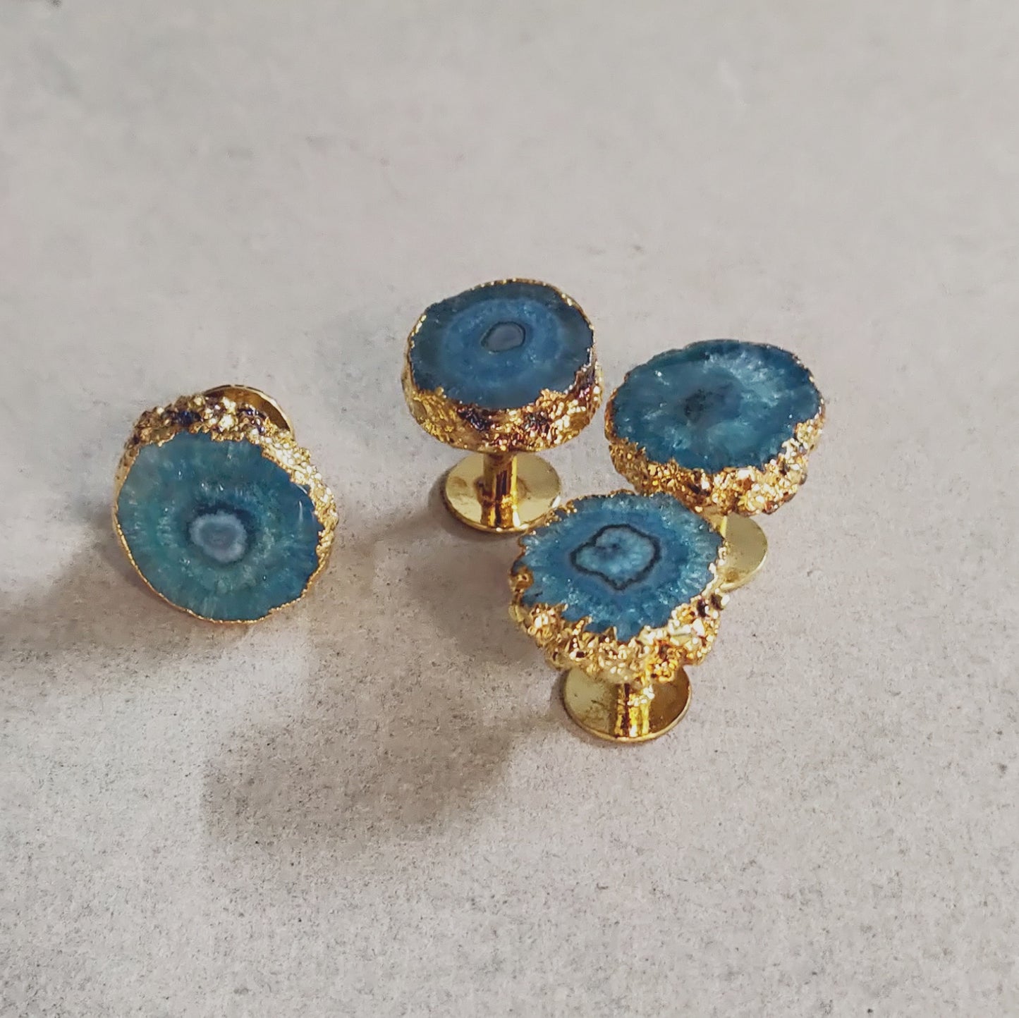 Opulent Homes Agate Kurta Buttons For Men set of 4 blue