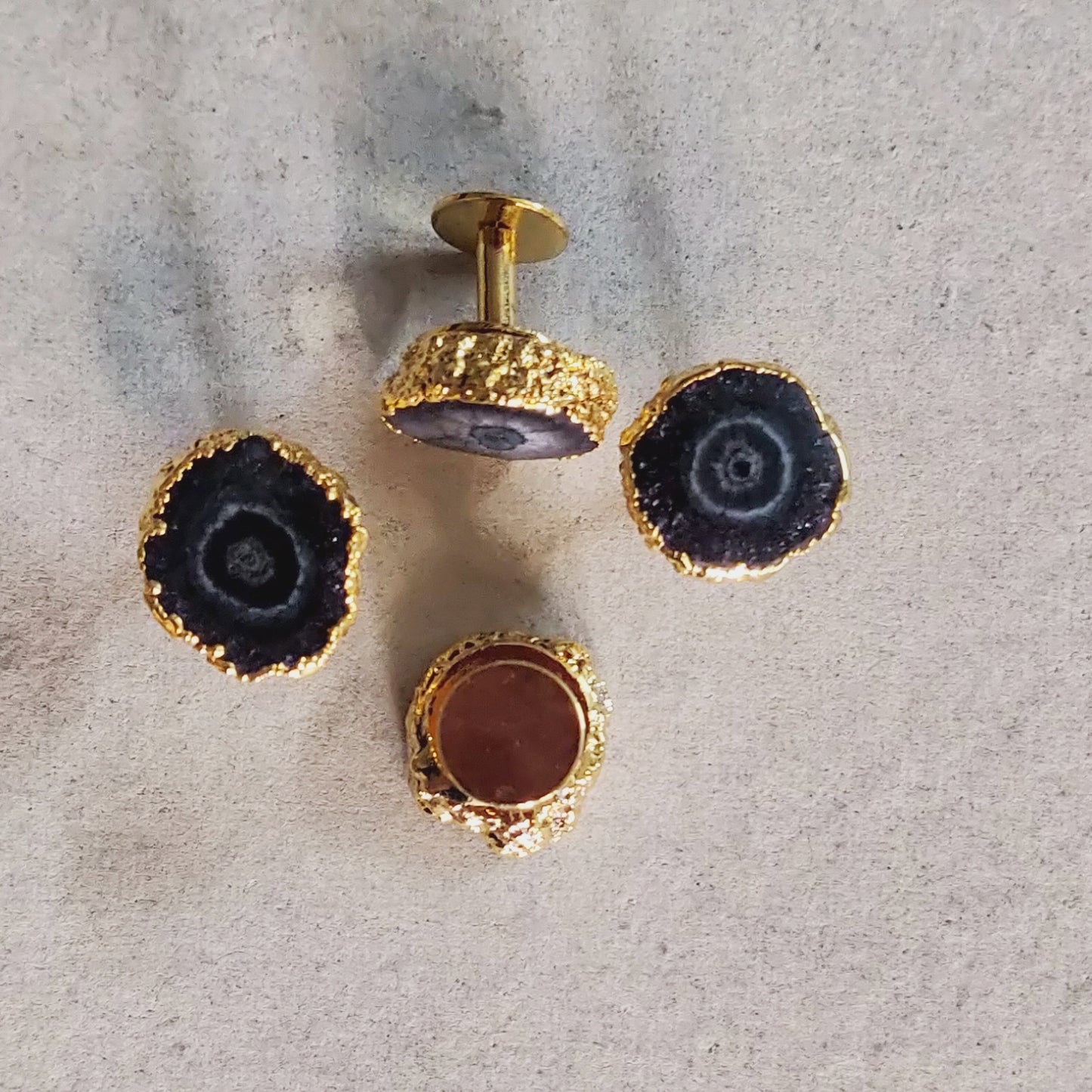 Opulent Homes Agate Kurta Buttons for Men Set of 4 Black