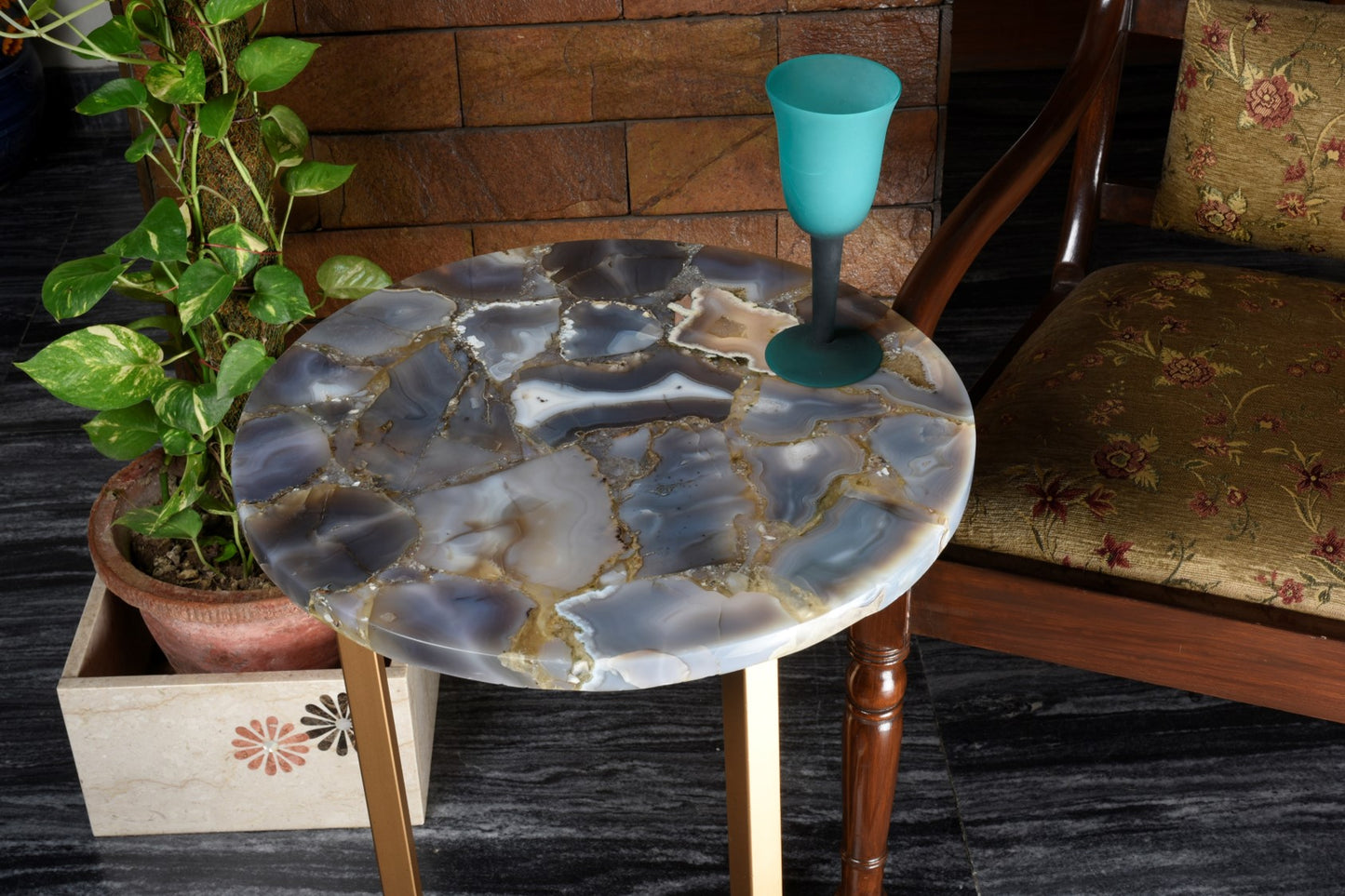 Stone Plus India Grey Agate Table round