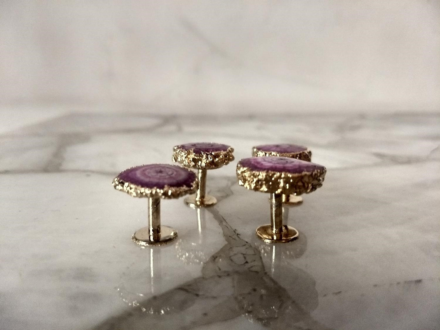 Opulent Homes Agate Kurta Buttons for Men Set of 4 pink