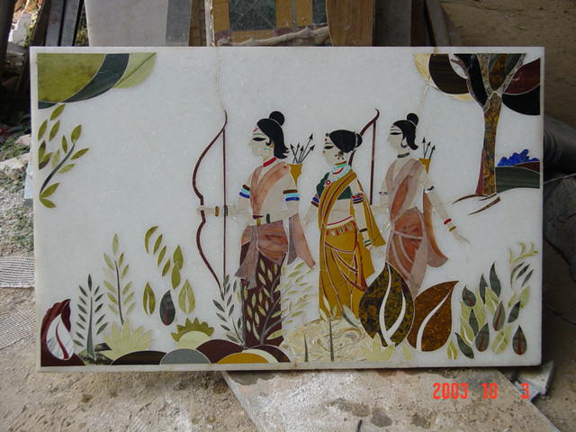 Stone Plus India Marble Inlay Ramayana Vanvas scene