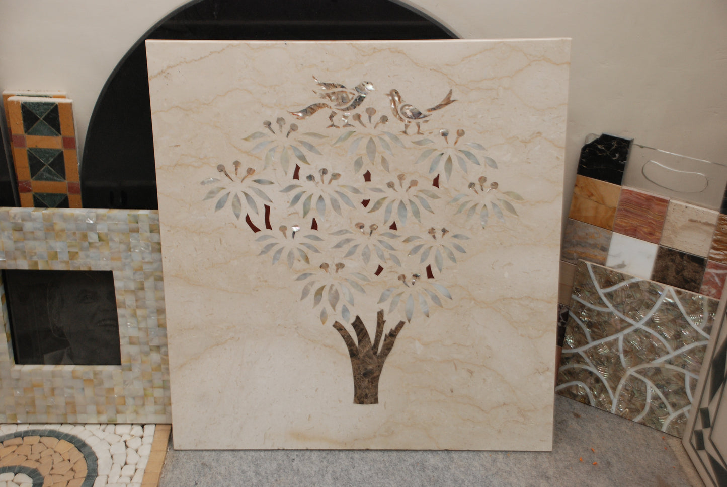 Stone Plus India Tree of Life Wall Mural in Mother of Pearl