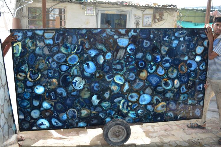 Stone Plus India Blue Agate Slab/ Tabletop