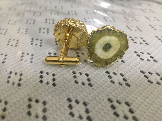 Opulent Homes Agate Cufflinks Golden